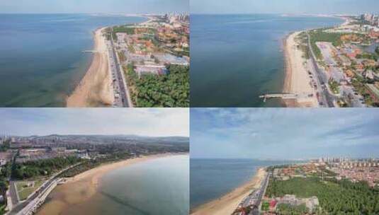 合集海边沙滩风景山东蓬莱航拍高清在线视频素材下载