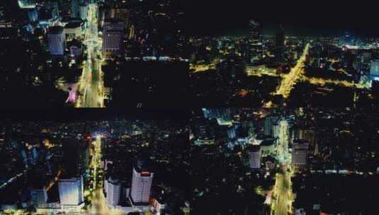 昆明城市夜景交通航拍高清在线视频素材下载