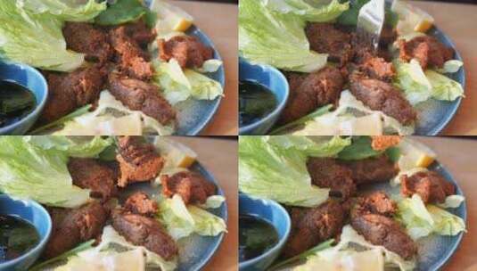 生肉丸或Cig Kofte传统土耳其美食高清在线视频素材下载