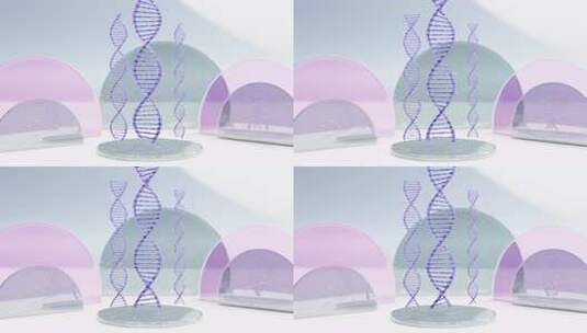 玻璃显示器上方的DNA螺旋。3d渲染动画高清在线视频素材下载