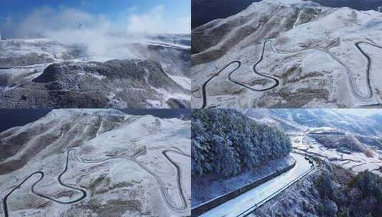 阿西里西韭菜坪雪景高清在线视频素材下载