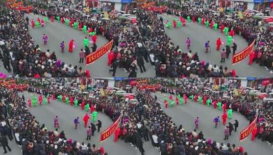 正月十五元宵节文艺表演航拍闹元宵航拍高清在线视频素材下载