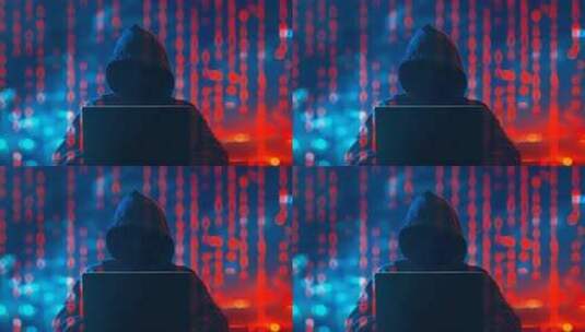 神秘黑客操作笔记本电脑高清在线视频素材下载