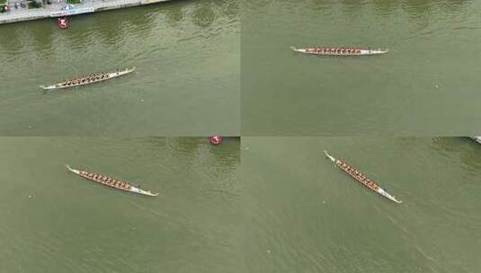 端午节赛龙舟比赛航拍龙舟俯拍龙舟划桨划船高清在线视频素材下载