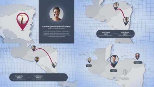 中美洲国家地图创意头像路线视频展示AE模板高清AE视频素材下载